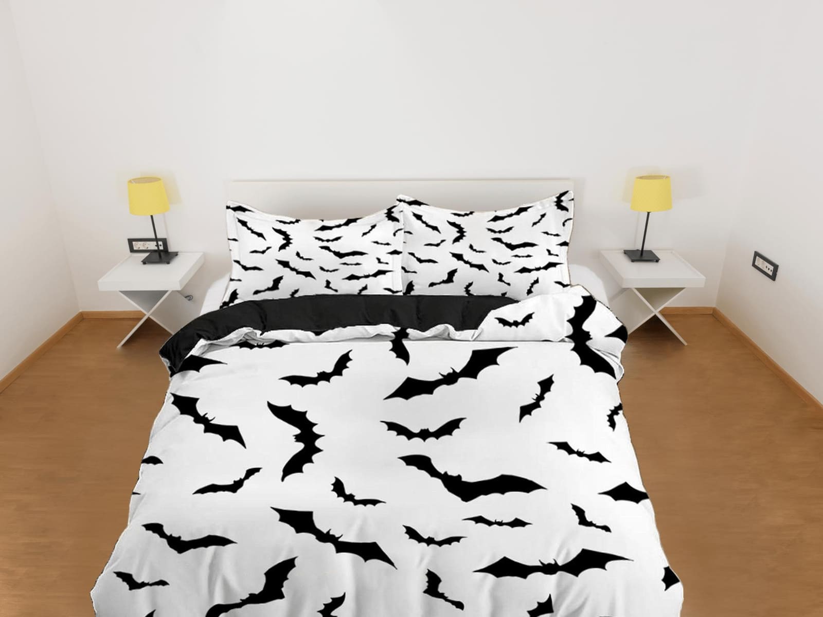 Bat prints halloween full size bedding & pillowcase, duvet cover set dorm bedding, halloween decor, nursery toddler beddin…