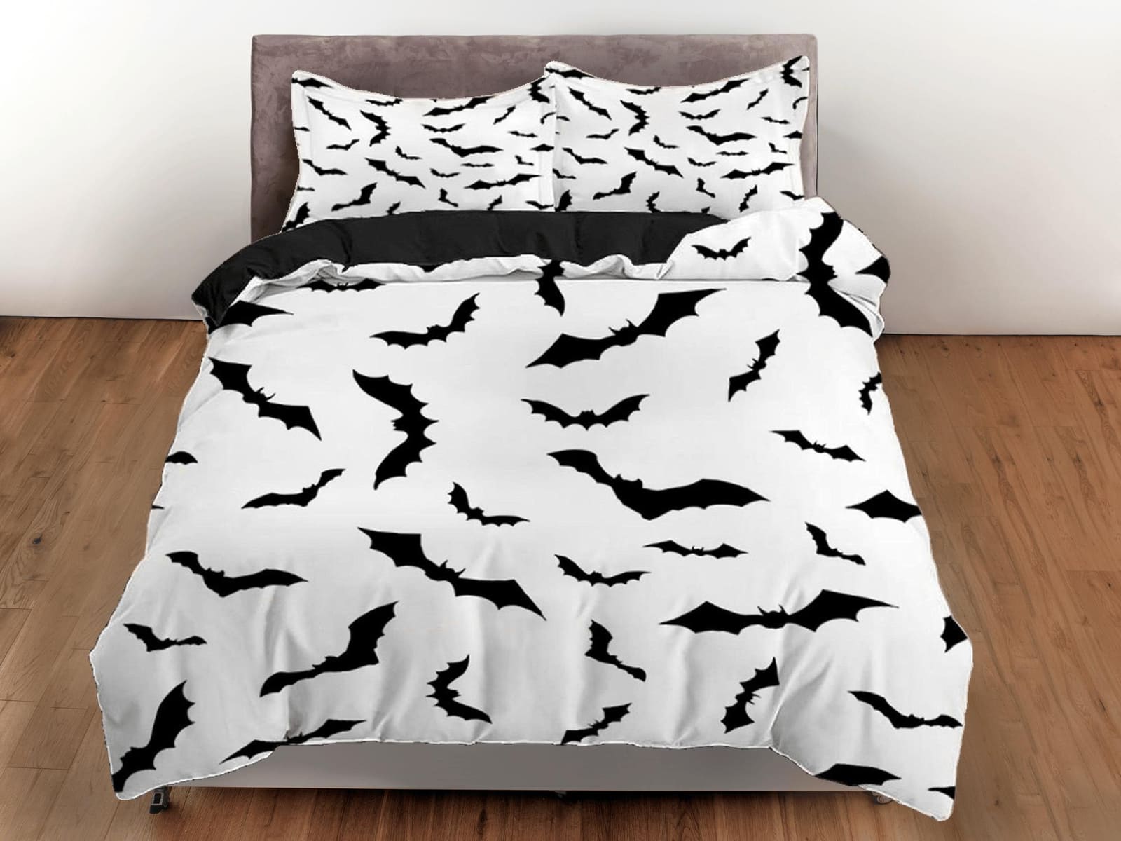 Bat prints halloween full size bedding & pillowcase, duvet cover set dorm bedding, halloween decor, nursery toddler beddin…