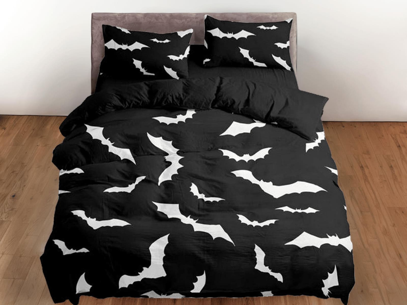 Bats halloween full size bedding & pillowcase, black duvet cover set dorm bedding, halloween decor, nursery toddler beddin…