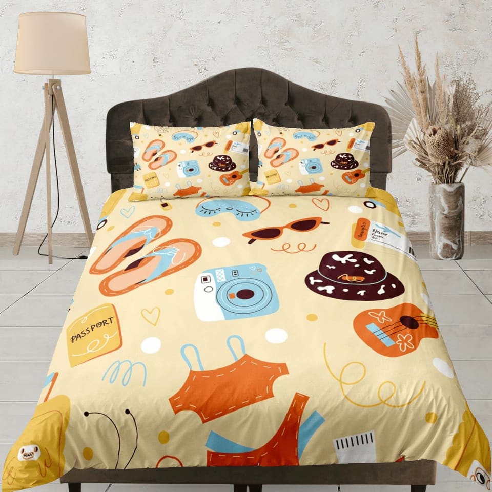 Beach essentials coastal grandma beige duvet cover nautical bedding set full queen king, aesthetic beach room decor, ocean…