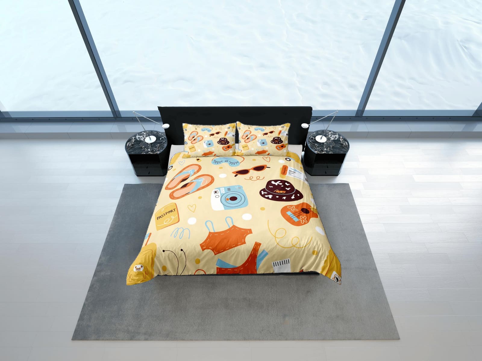 Beach essentials coastal grandma beige duvet cover nautical bedding set full queen king, aesthetic beach room decor, ocean…