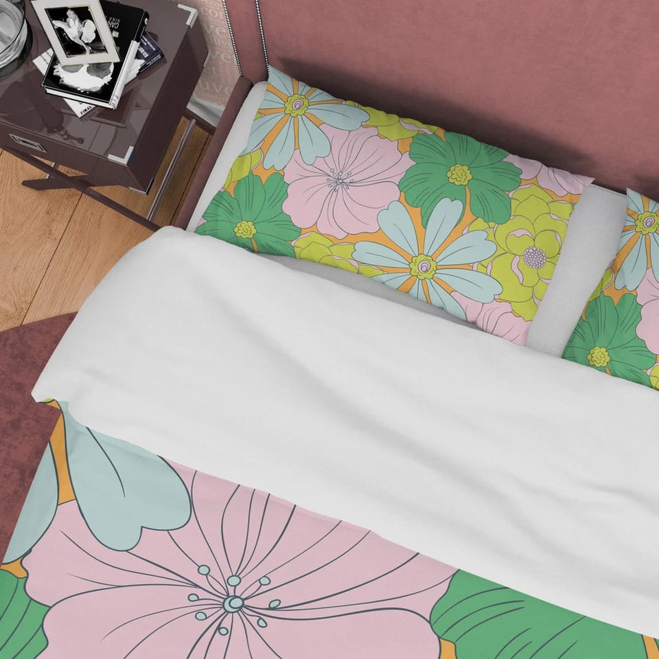 Beautiful Flower Boho Bedding Colorful Duvet Cover Bohemian Bedroom Set, Unique Blanket Cover Floral Quilt Cover, Aestheti…