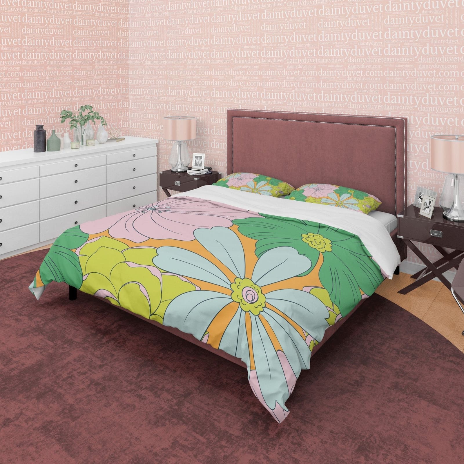 Beautiful Flower Boho Bedding Colorful Duvet Cover Bohemian Bedroom Set, Unique Blanket Cover Floral Quilt Cover, Aestheti…