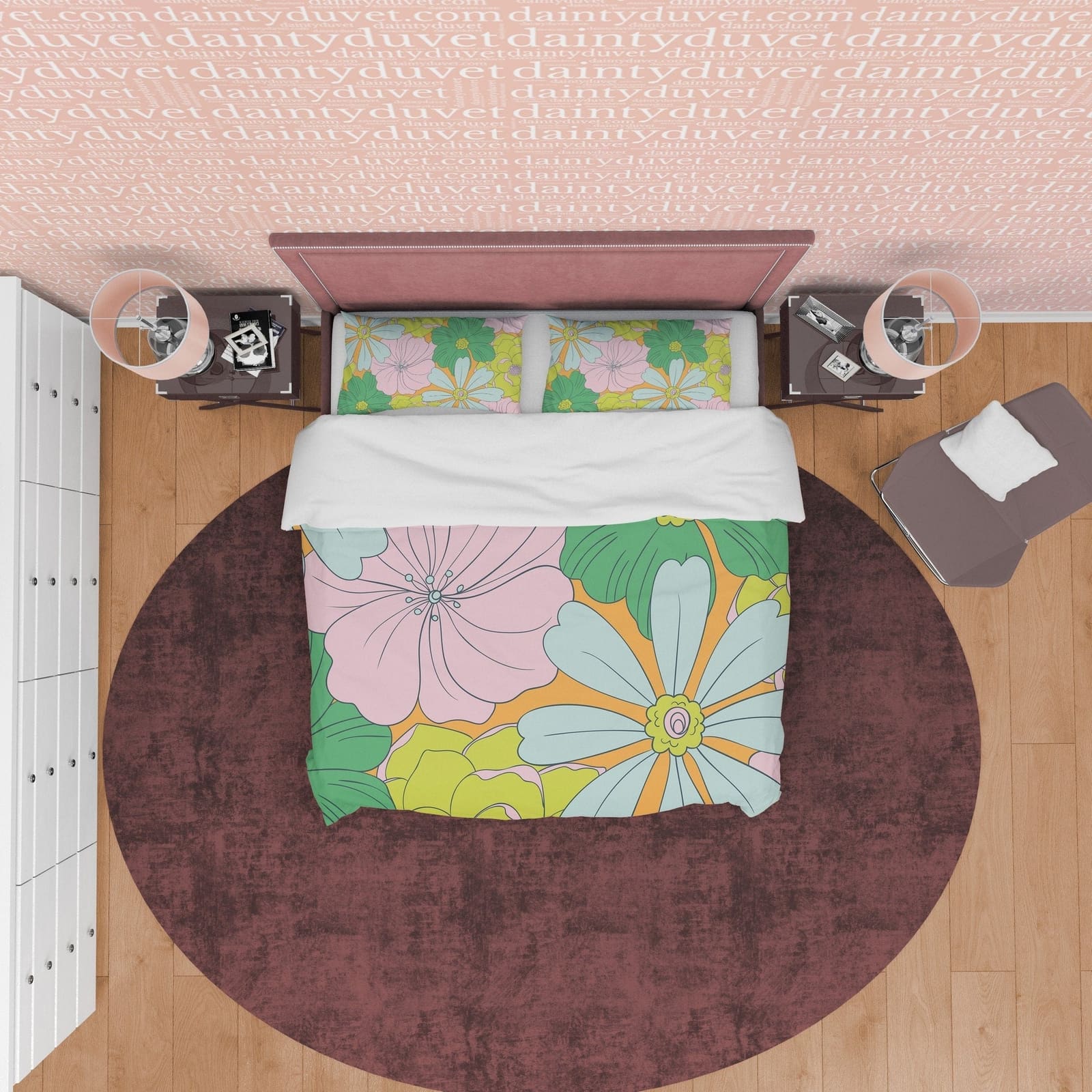 Beautiful Flower Boho Bedding Colorful Duvet Cover Bohemian Bedroom Set, Unique Blanket Cover Floral Quilt Cover, Aestheti…