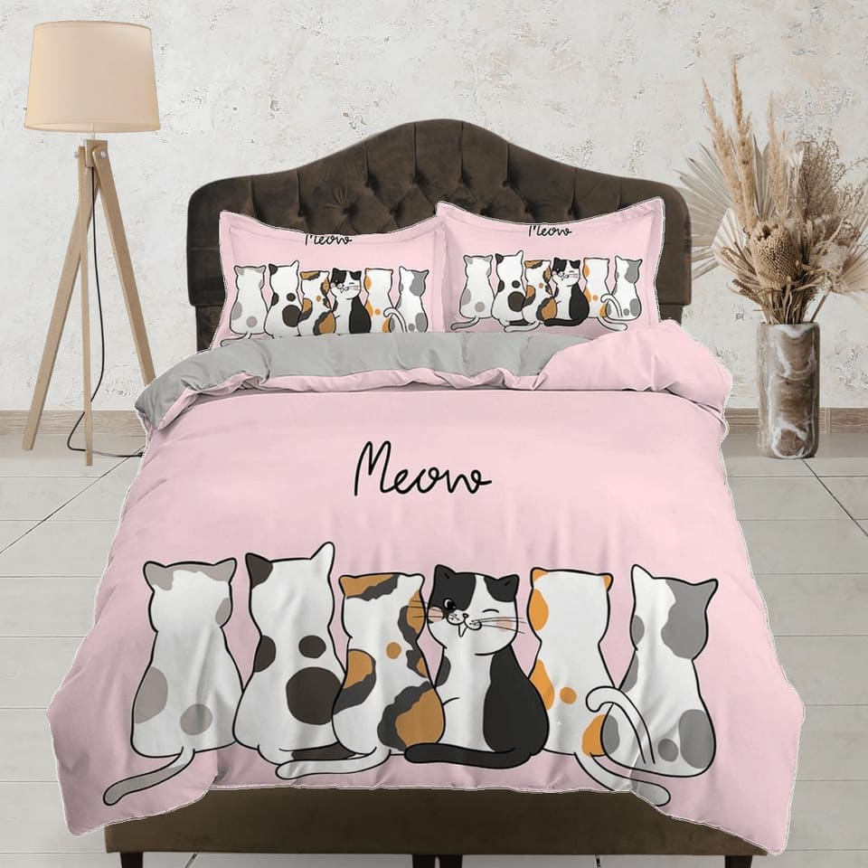 Best friends cat bedding, toddler bedding, kids duvet cover set, gift for cat lovers, baby bedding, baby shower gift, pink…