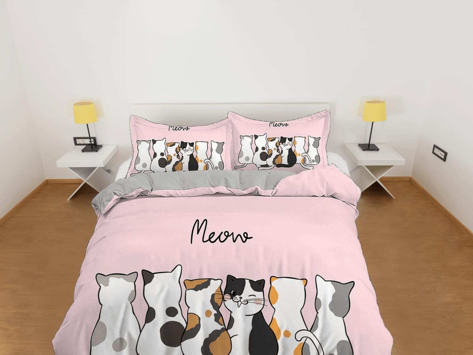 Best friends cat bedding, toddler bedding, kids duvet cover set, gift for cat lovers, baby bedding, baby shower gift, pink…