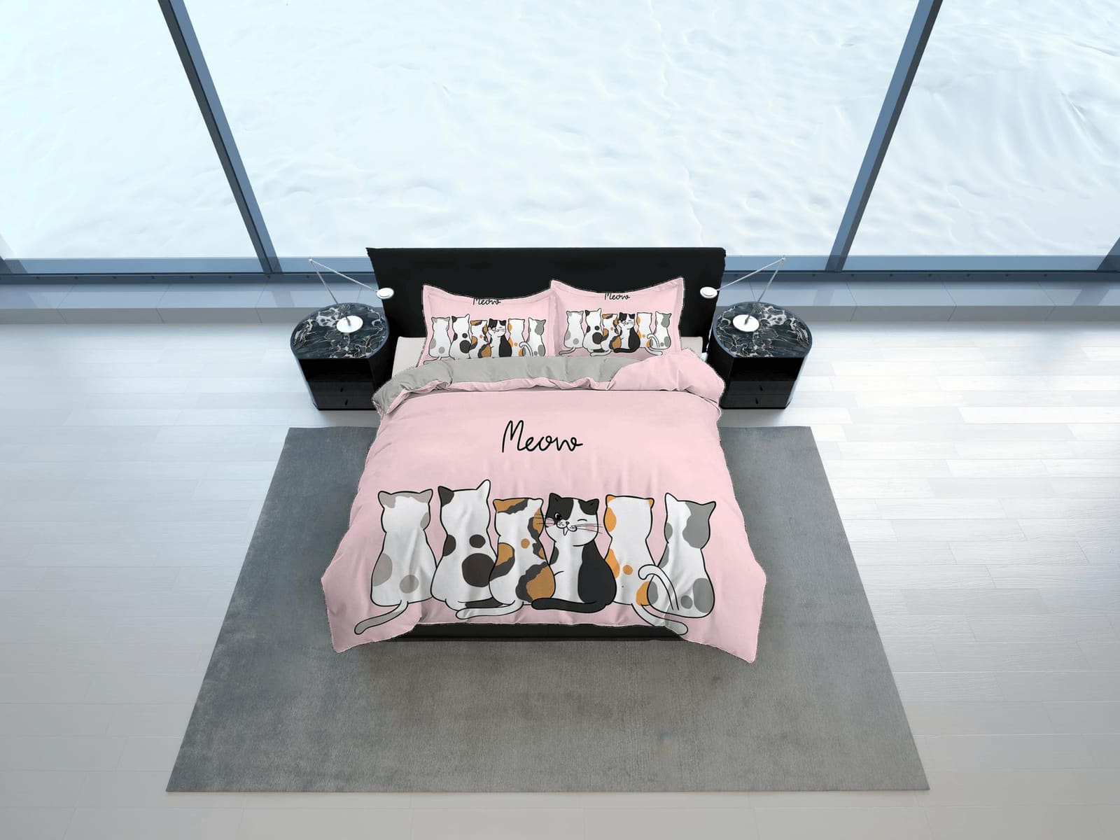 Best friends cat bedding, toddler bedding, kids duvet cover set, gift for cat lovers, baby bedding, baby shower gift, pink…