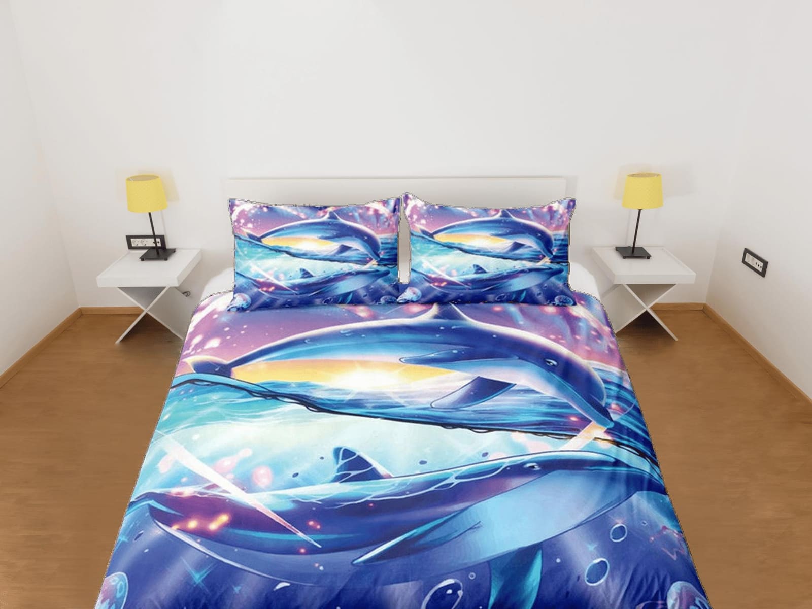 Big dolphin bedding purple duvet cover, ocean blush decor bottle nose dolphin bedding set full king queen twin, college do…