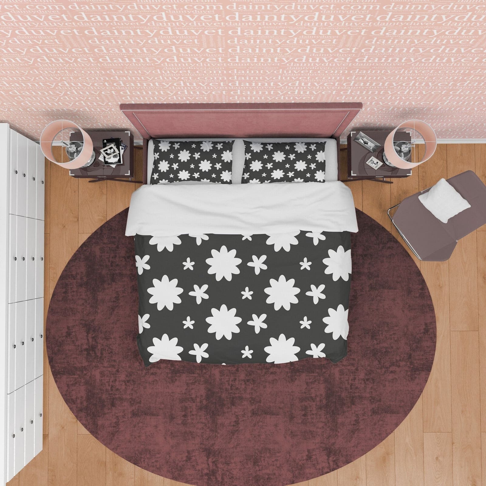 Black and White Duvet Cover Set, Geometric Flower Blanket Cover 90s Nostalgia Quilt Cover, Retro Printed Bedding Set, Groo…