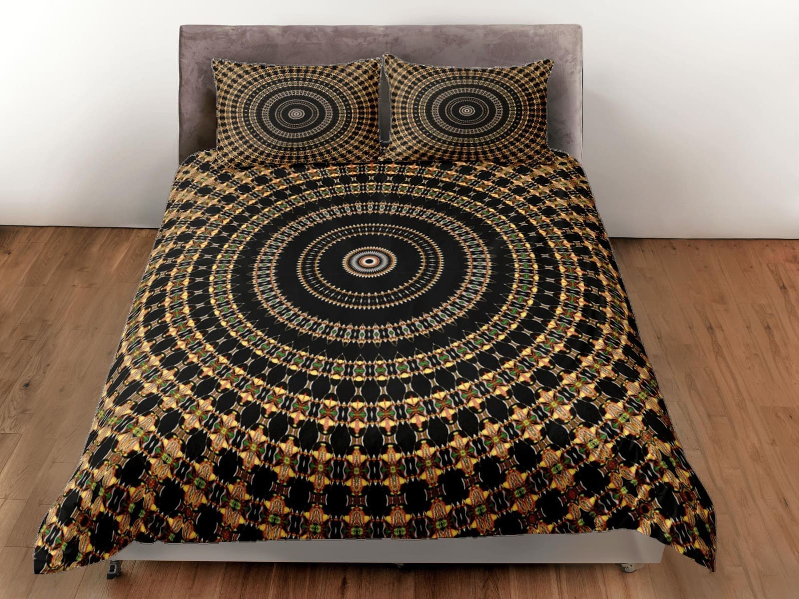 Black Mandala Duvet Cover Set Boho Bedding, Hippie Dorm Bedding, Single Bed