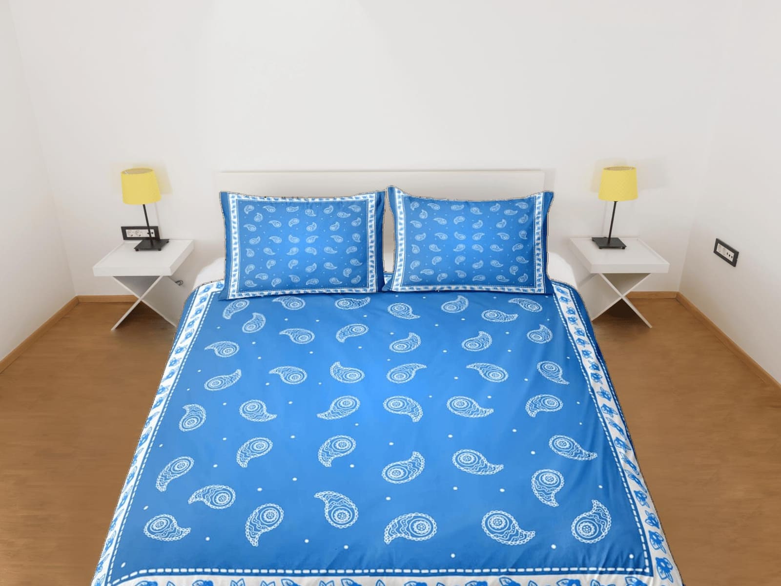 Blue bandana paisley duvet cover set, aesthetic room decor bedding set full, king, queen size, abstract boho bedspread, lu…