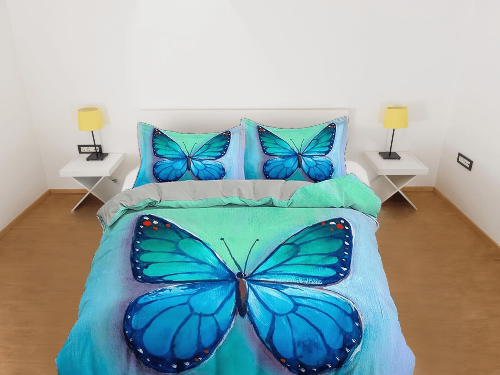 Blue monarch butterfly bedding duvet cover boho chic dorm bedding full size adult duvet king queen twin, butterfly nursery…