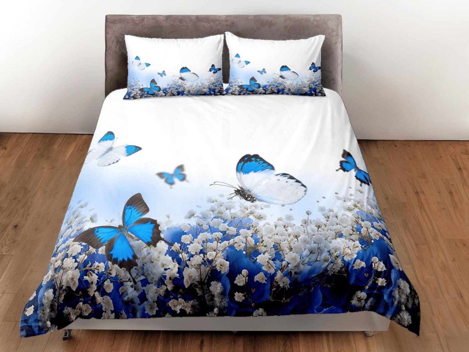 Blue monarch butterfly bedding duvet cover colorful dorm bedding, full size adult duvet king queen twin, butterfly nursery…