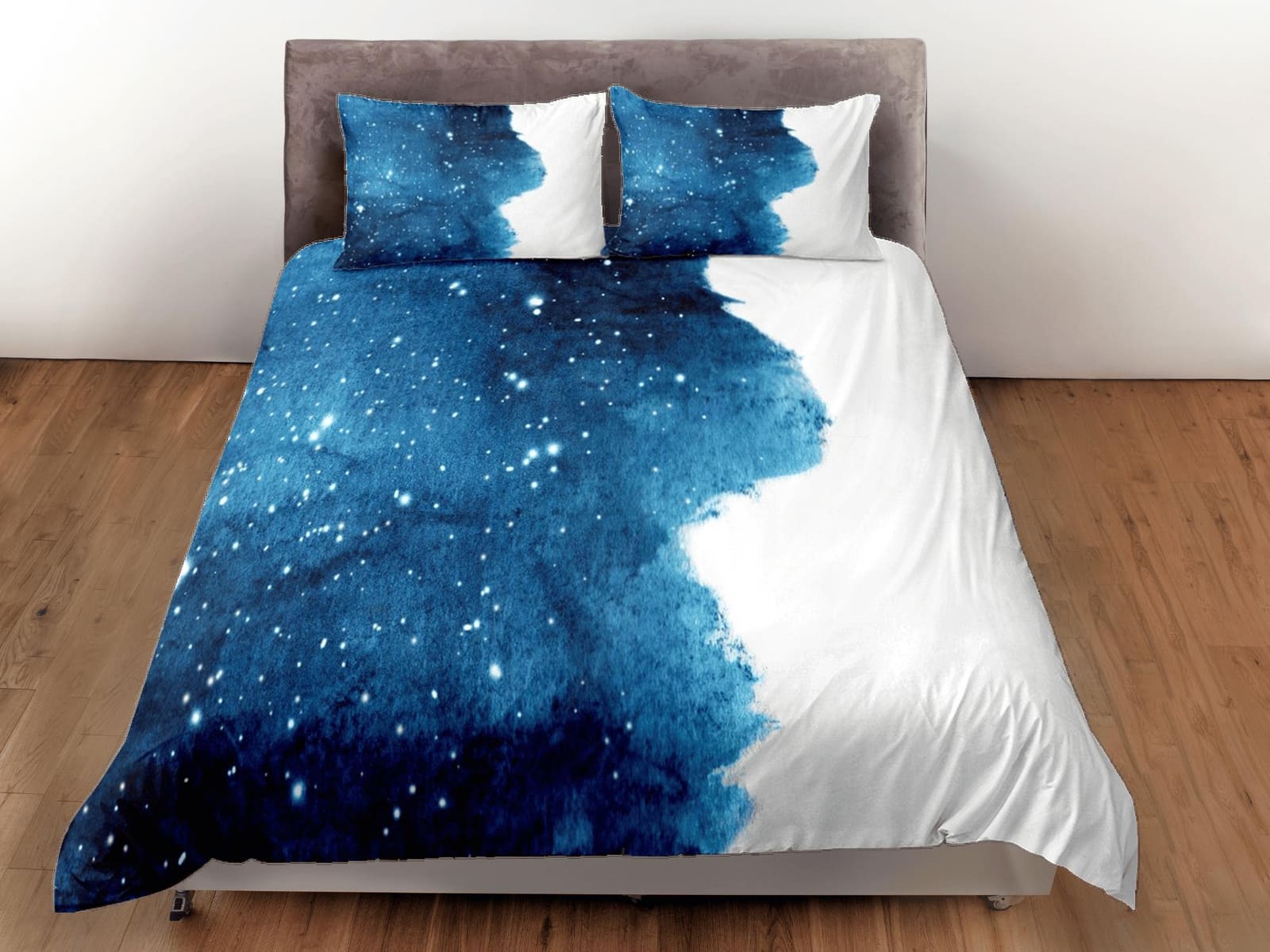Blue White Stylish Galaxy Duvet Cover Set Bedspread, Dorm Bedding with Pillowcase