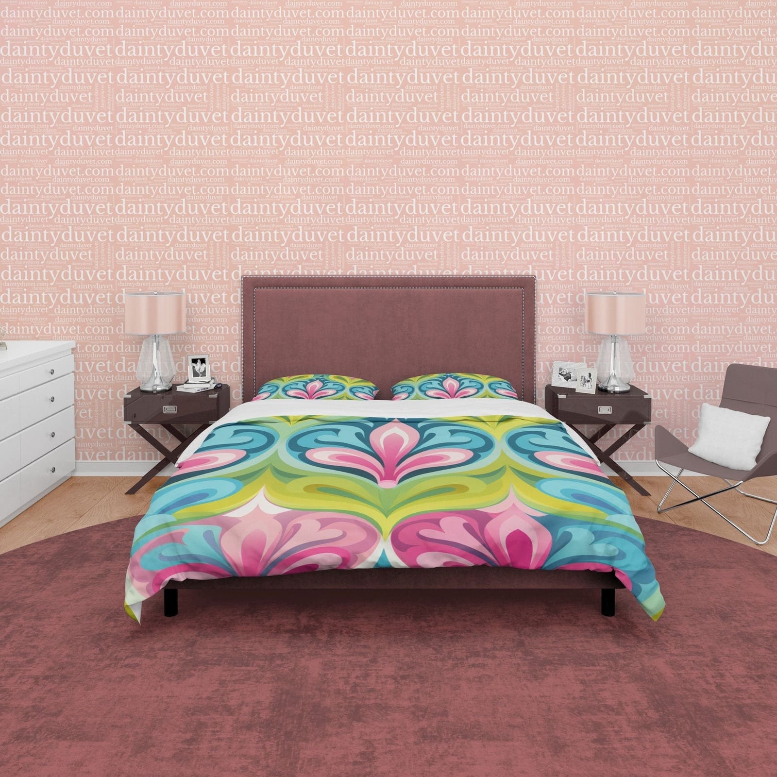 Boho Bedding Colorful Duvet Cover Bohemian Bedroom Set, Floral Quilt Cover, Aesthetic Bedspread, Tropic Bright Color Uniqu…