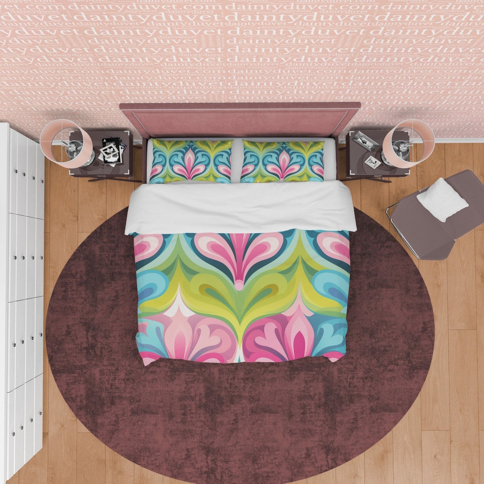 Boho Bedding Colorful Duvet Cover Bohemian Bedroom Set, Floral Quilt Cover, Aesthetic Bedspread, Tropic Bright Color Uniqu…