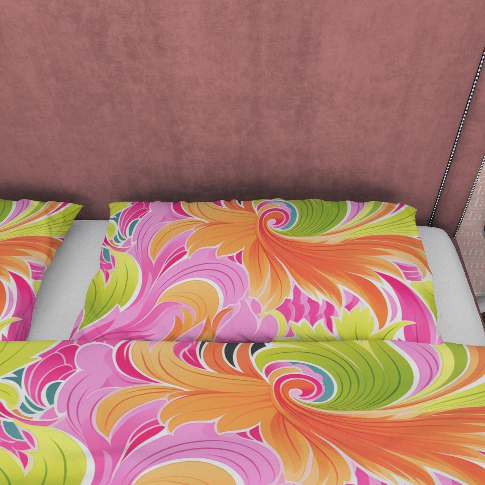 Bright Color Boho Bedding Colorful Duvet Cover Bohemian Bedroom Set, Vibrant Pink Blanket Cover Floral Quilt Cover, Aesthe…