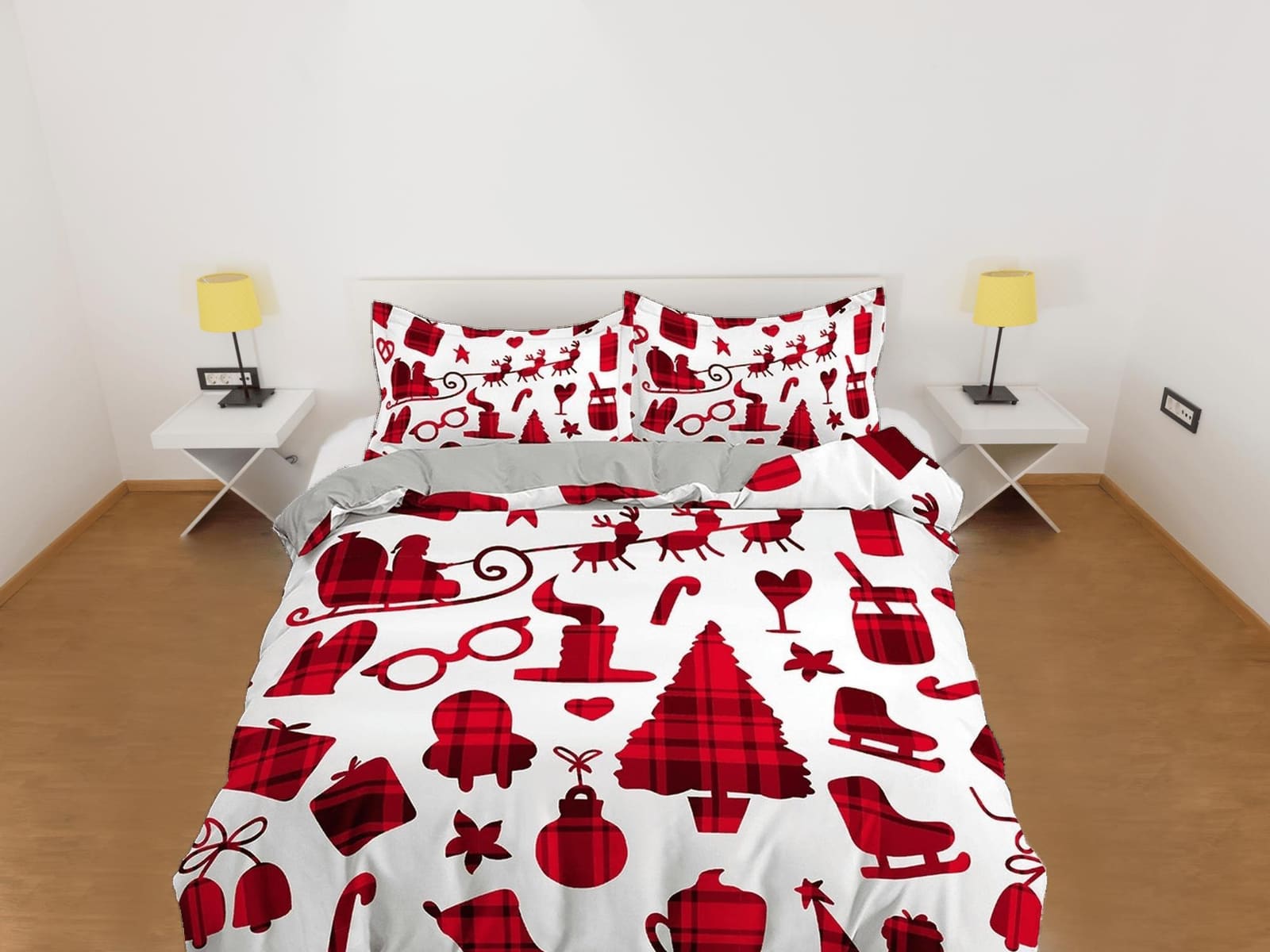 Buffalo plaid Christmas bedding & pillowcase holiday gift duvet cover king queen full twin toddler bedding baby Christmas…