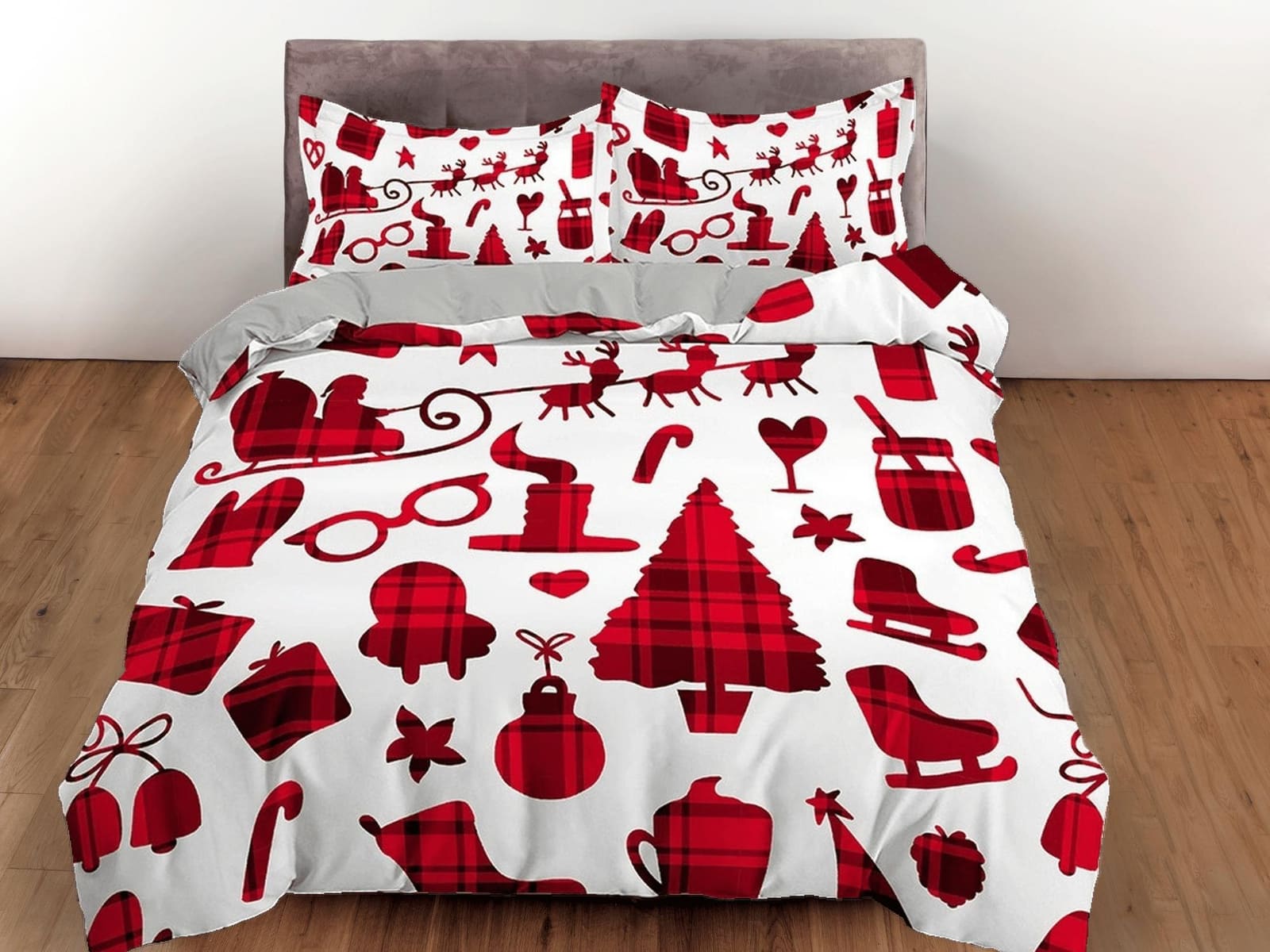 Buffalo plaid Christmas bedding & pillowcase holiday gift duvet cover king queen full twin toddler bedding baby Christmas…