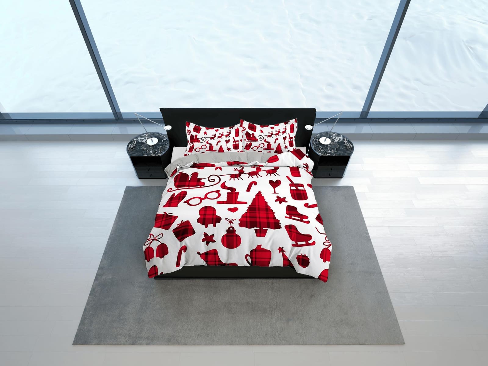 Buffalo plaid Christmas bedding & pillowcase holiday gift duvet cover king queen full twin toddler bedding baby Christmas…