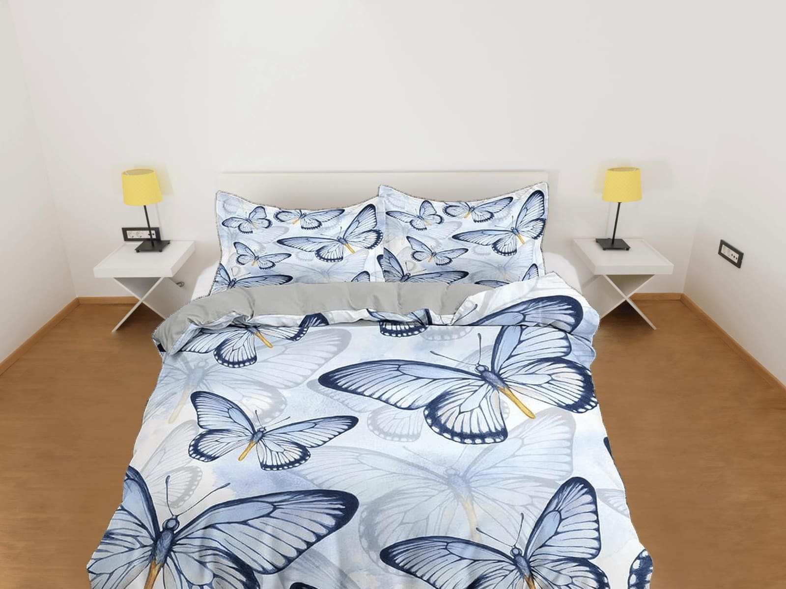 Butterfly bedding light blue purple duvet cover boho chic dorm bedding full size adult duvet king queen twin, nursery todd…