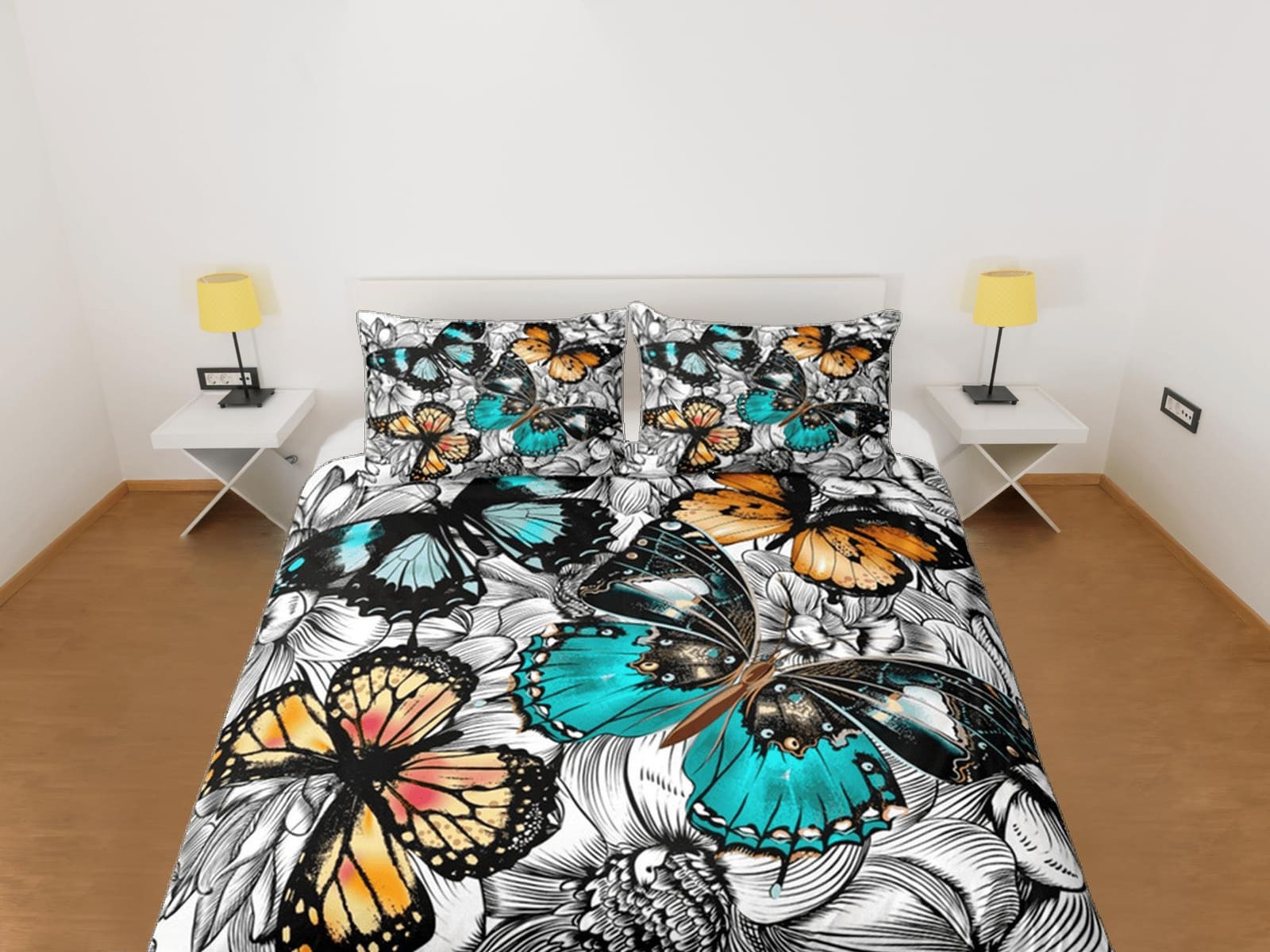 Butterfly Duvet Cover Set Colorful Bedspread, Dorm Bedding & Pillowcase