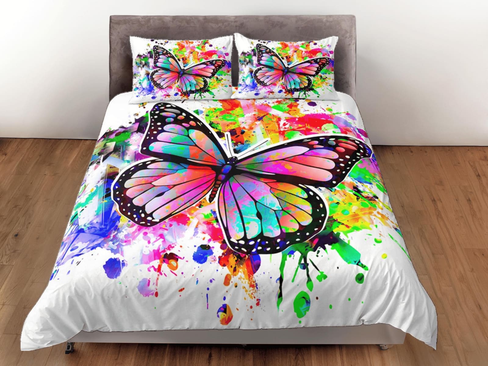 Butterfly Duvet Cover Set Colorful Bedspread, Dorm Bedding & Pillowcase
