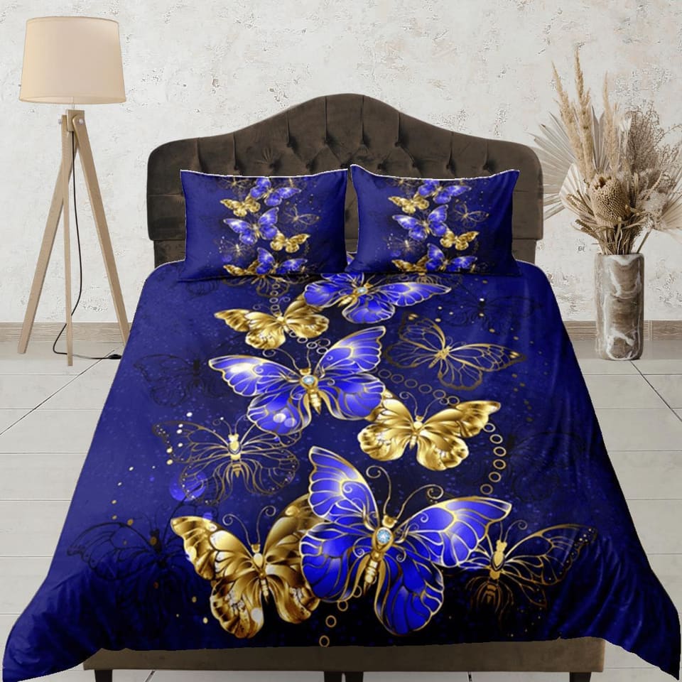 Butterfly Duvet Cover Set Purple Bedspread, Dorm Bedding with Pillowcase