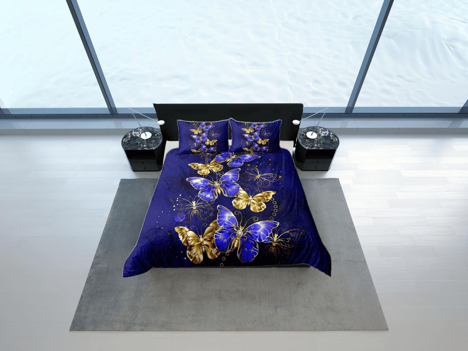 Butterfly Duvet Cover Set Purple Bedspread, Dorm Bedding with Pillowcase