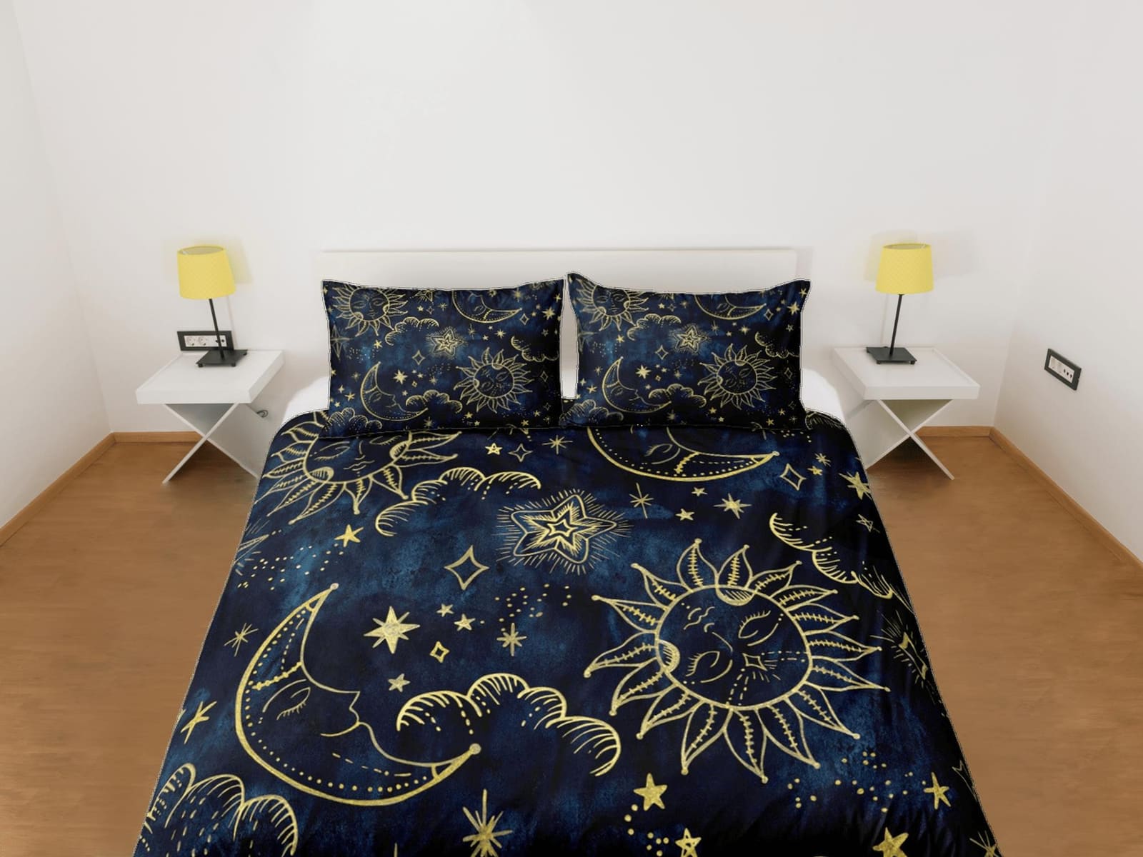 Celestial bedding sun and moon, witchy decor dorm bedding, aesthetic duvet, boho bedding set full king queen, astrology gi…