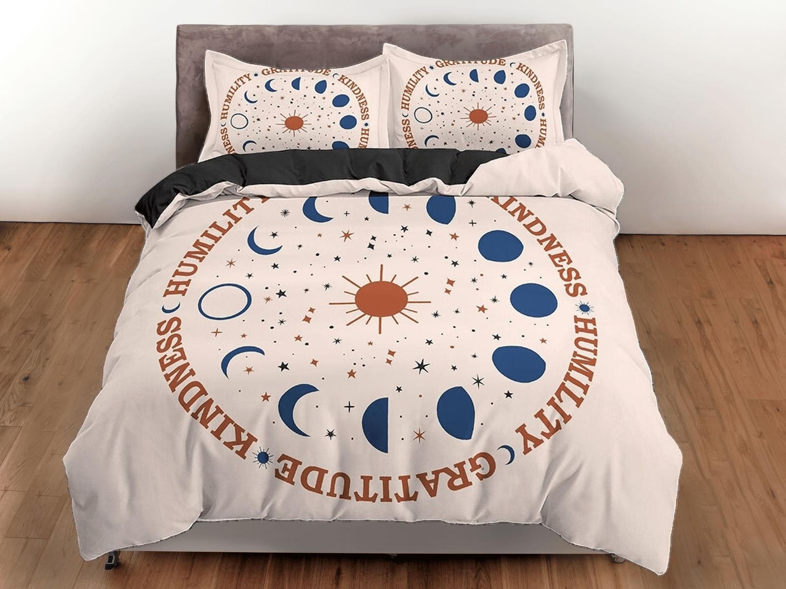 Celestial Boho Bedding with Moon Phases, Beige Duvet Cover Set, Witchy Dorm Bedding, Aesthetic Duvet Cover King Queen Full…