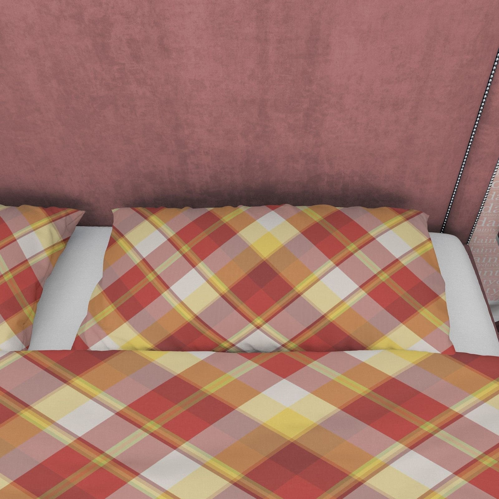 Checkered Duvet Cover Red Yellow Plaid Bedspread, Rustic Bedroom Set Modern Farmhouse Bedding , Tartan Quilt Cover, Nude C…