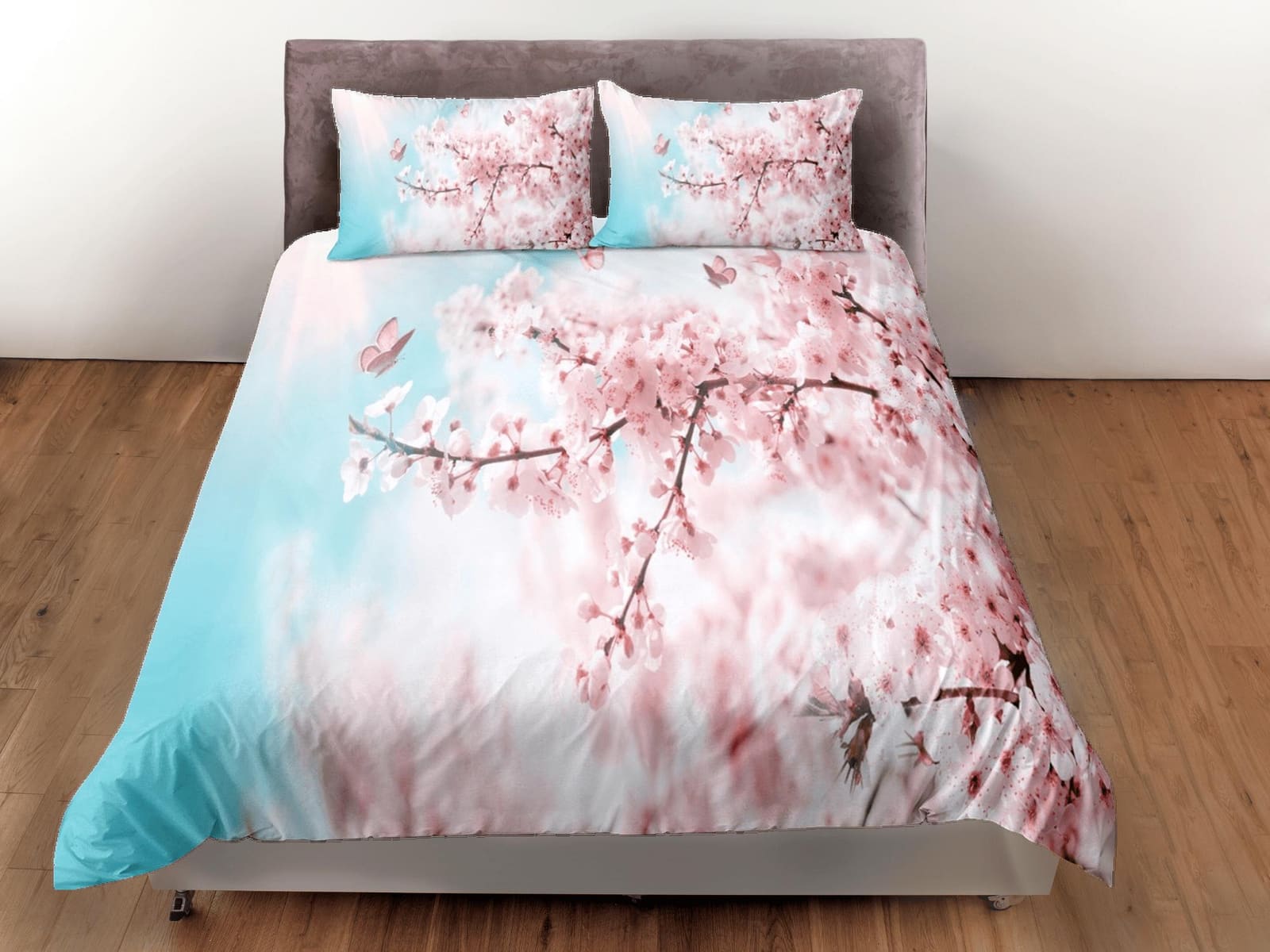 Cherry blossom tree bedding floral prints duvet cover queen, king, boho bedding designer bedspread maximalist full size be…