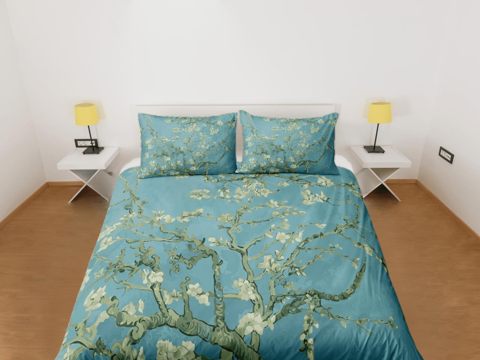 Cherry blossom tree vintage bedding floral prints duvet cover queen, king, boho bedding designer, shabby chic full size be…