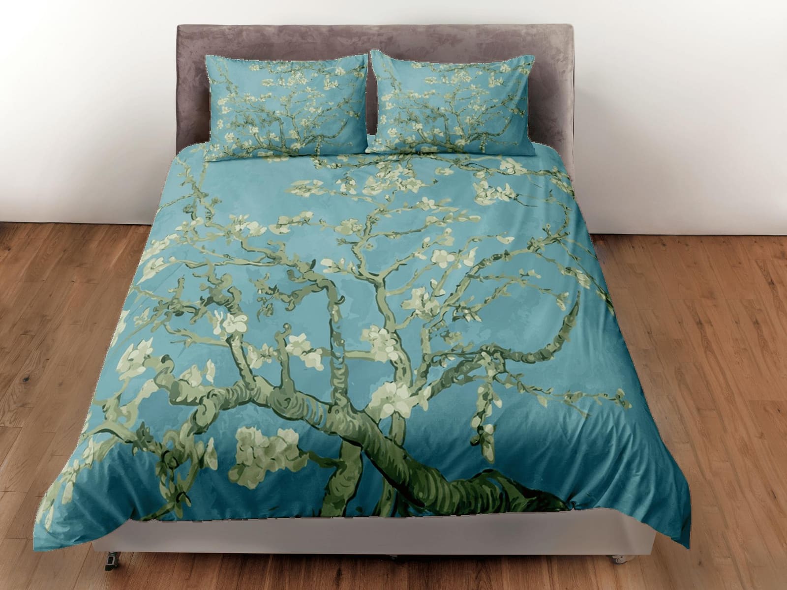 Cherry blossom tree vintage bedding floral prints duvet cover queen, king, boho bedding designer, shabby chic full size be…