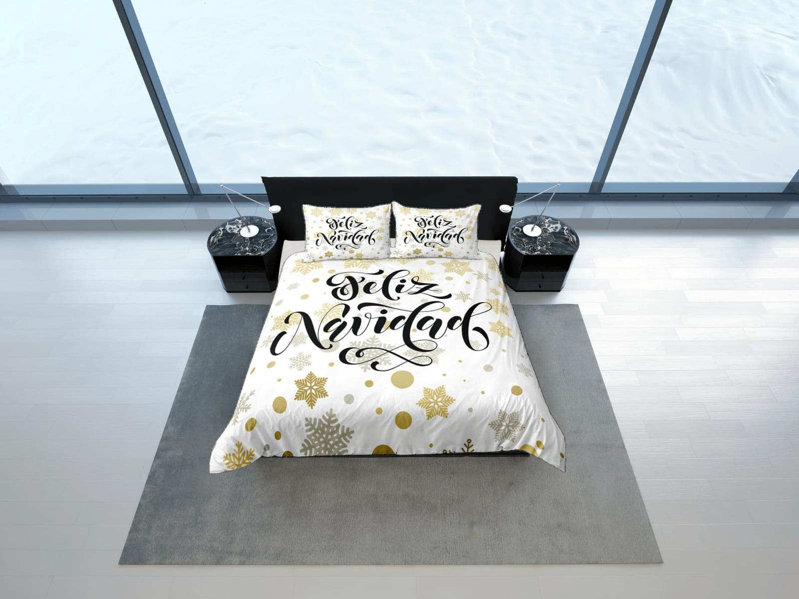 Christmas Duvet Cover Set and Christmas Pillows Feliz Navidad Bedding Comforter Cover Christmas Gift