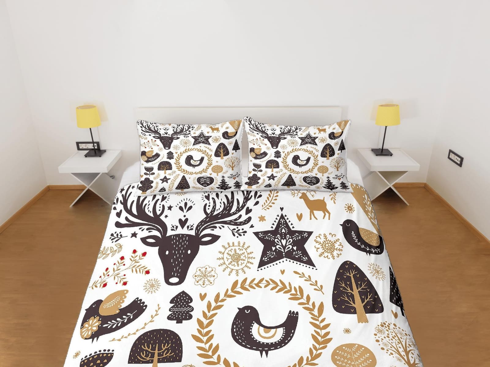 Christmas Duvet Cover Set and Christmas Pillows Reindeer Dorm Bedding Comforter Cover Christmas Gift