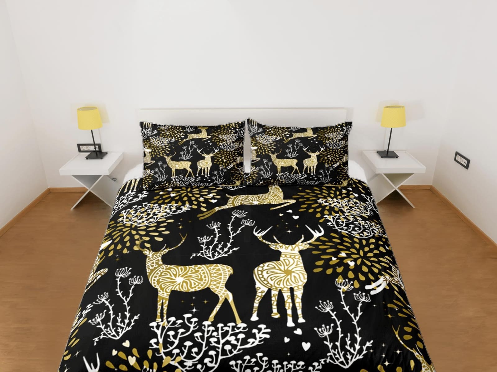 Christmas Duvet Cover Set and Christmas Pillows Reindeer Dorm Bedding Comforter Cover Christmas Gift