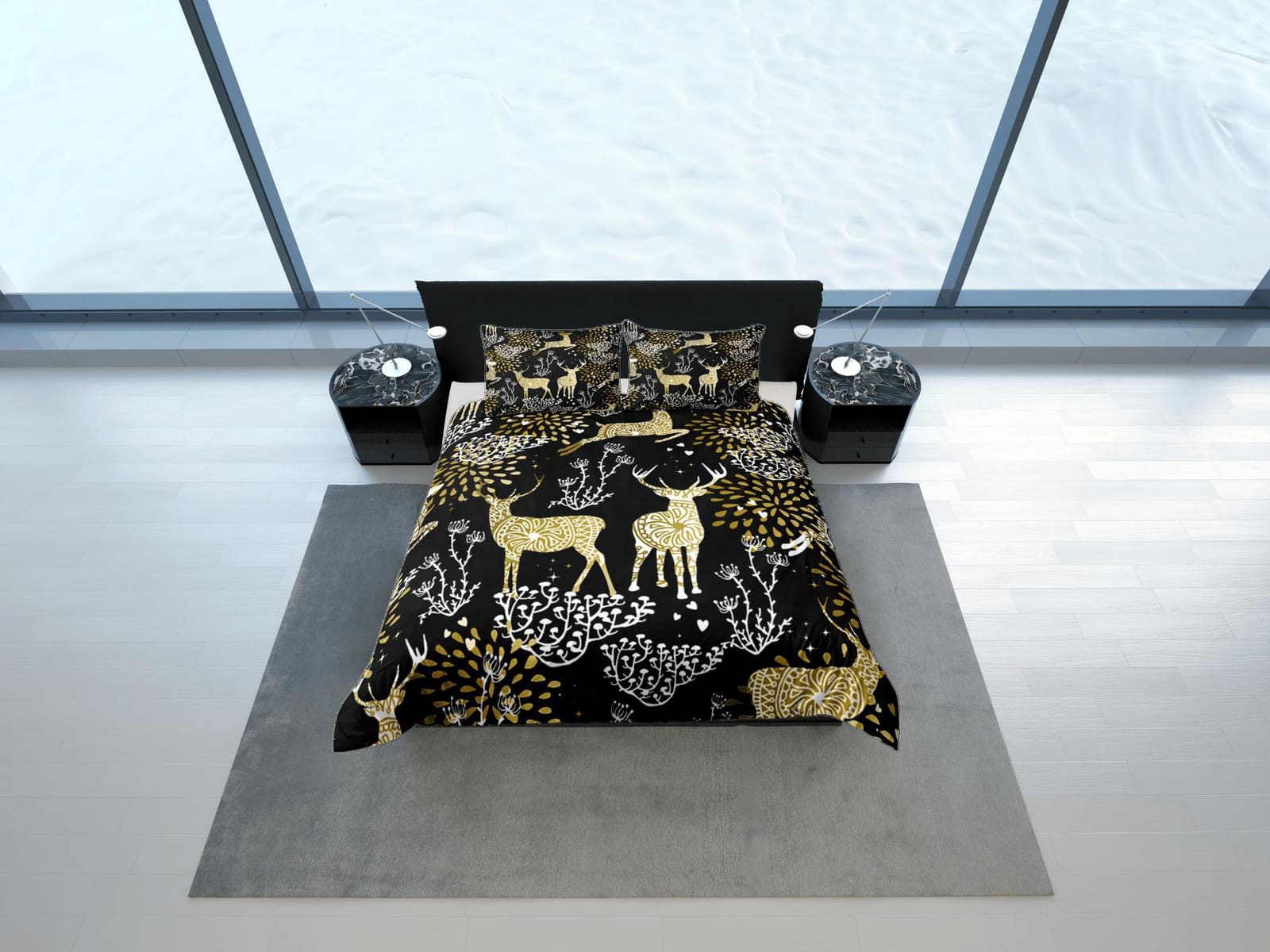 Christmas Duvet Cover Set and Christmas Pillows Reindeer Dorm Bedding Comforter Cover Christmas Gift