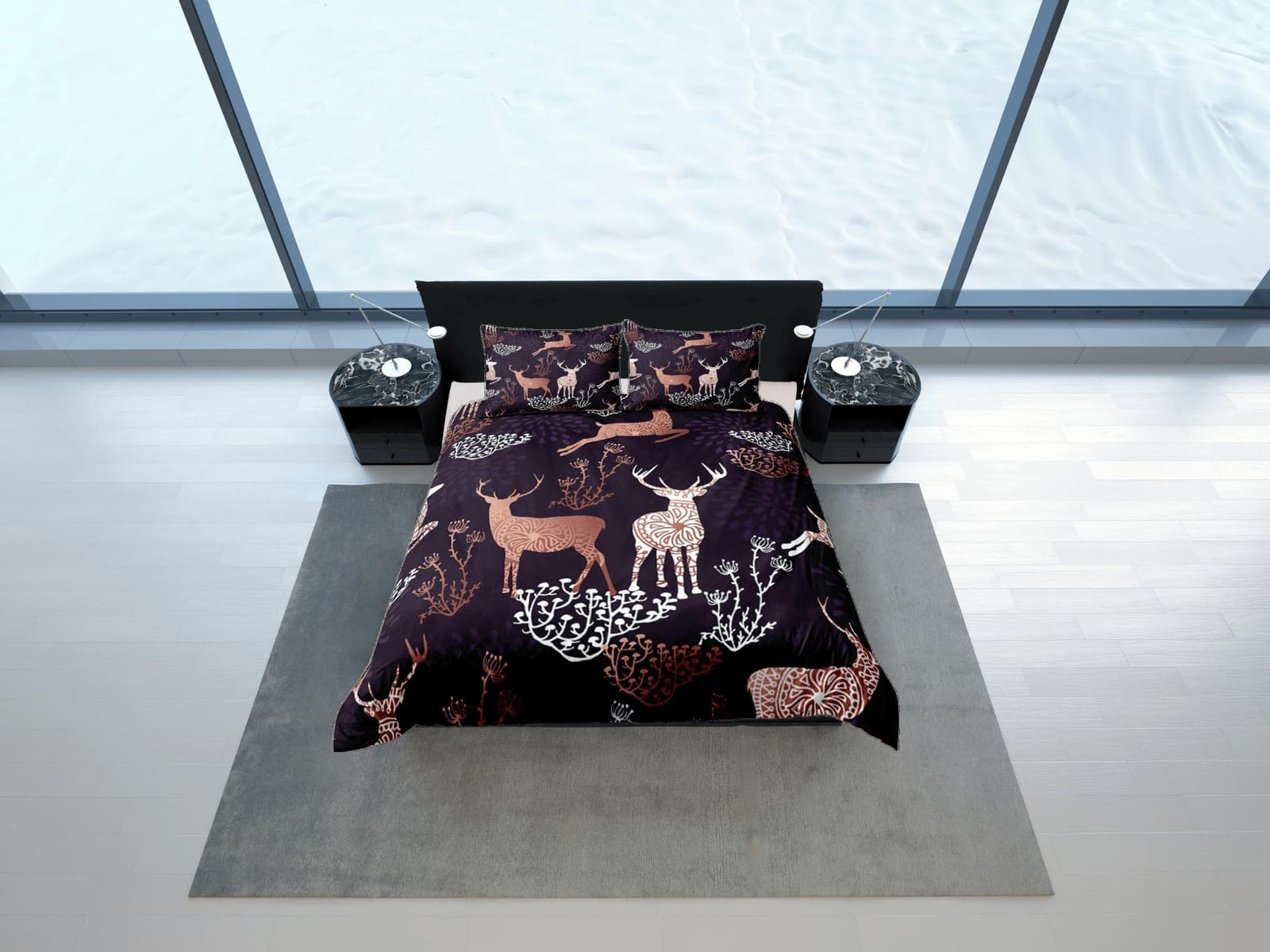 Christmas Duvet Cover Set and Christmas Pillows Reindeer Dorm Bedding Comforter Cover Christmas Gift
