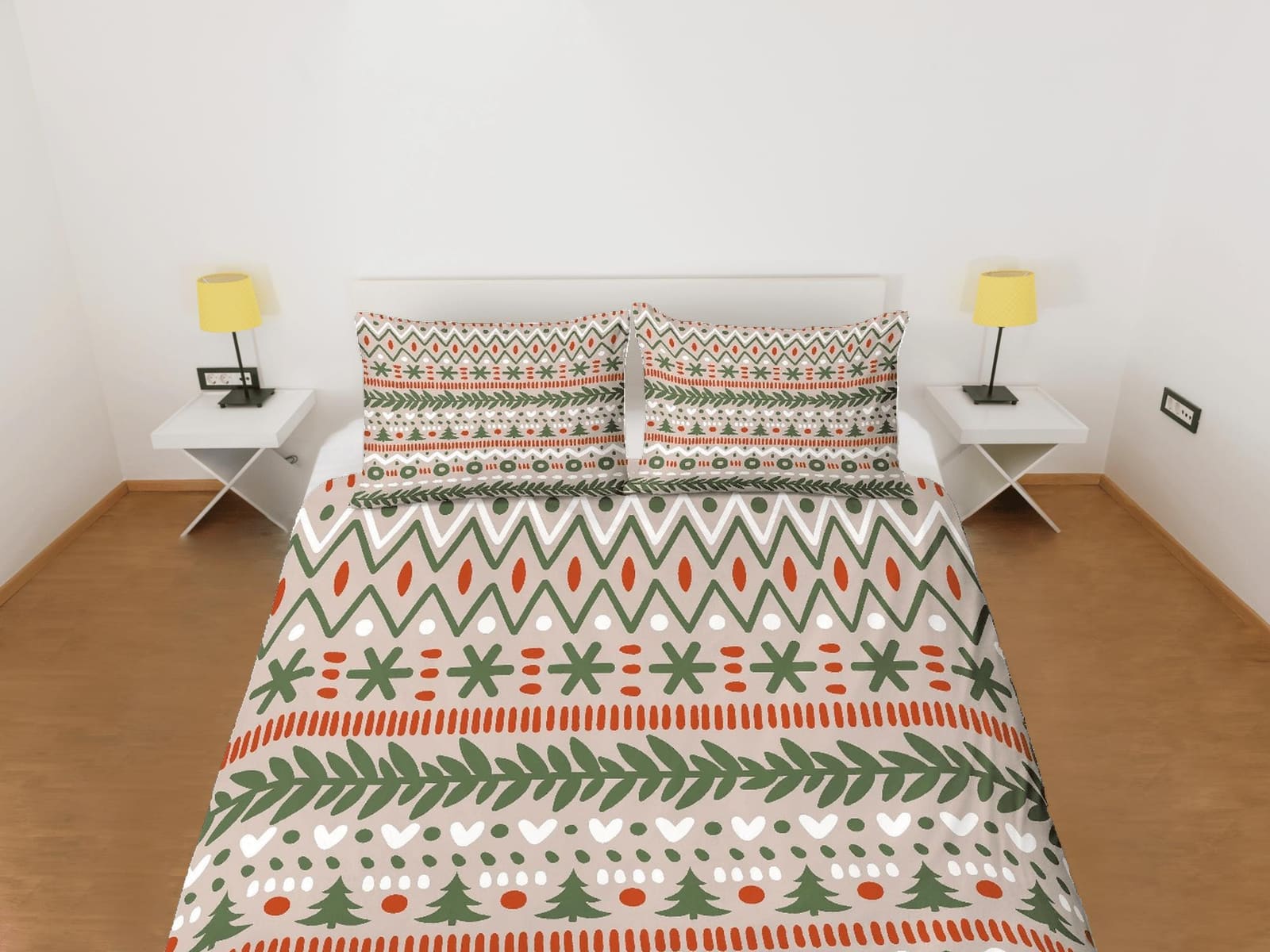 Christmas Duvet Cover Set with Pillows Christmas Pattern Dorm Bedding Comforter Cover Christmas Gift