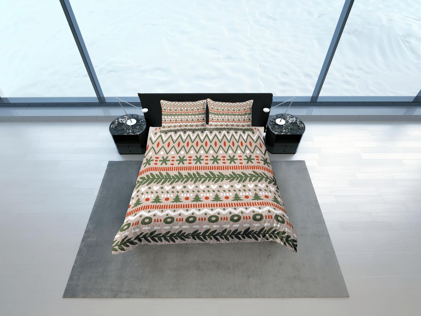 Christmas Duvet Cover Set with Pillows Christmas Pattern Dorm Bedding Comforter Cover Christmas Gift