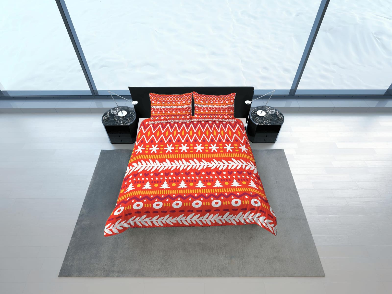 Christmas Duvet Cover Set with Pillows Christmas Pattern Dorm Bedding Comforter Cover Christmas Gift
