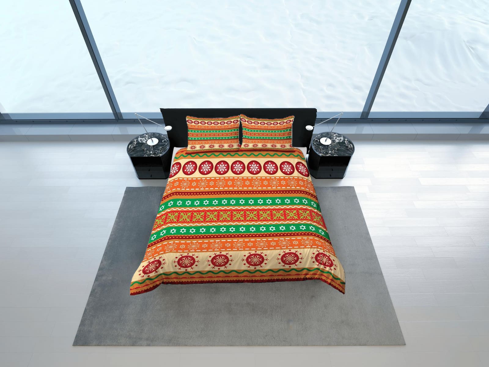 Christmas Duvet Cover Set with Pillows Christmas Pattern Dorm Bedding Comforter Cover Christmas Gift