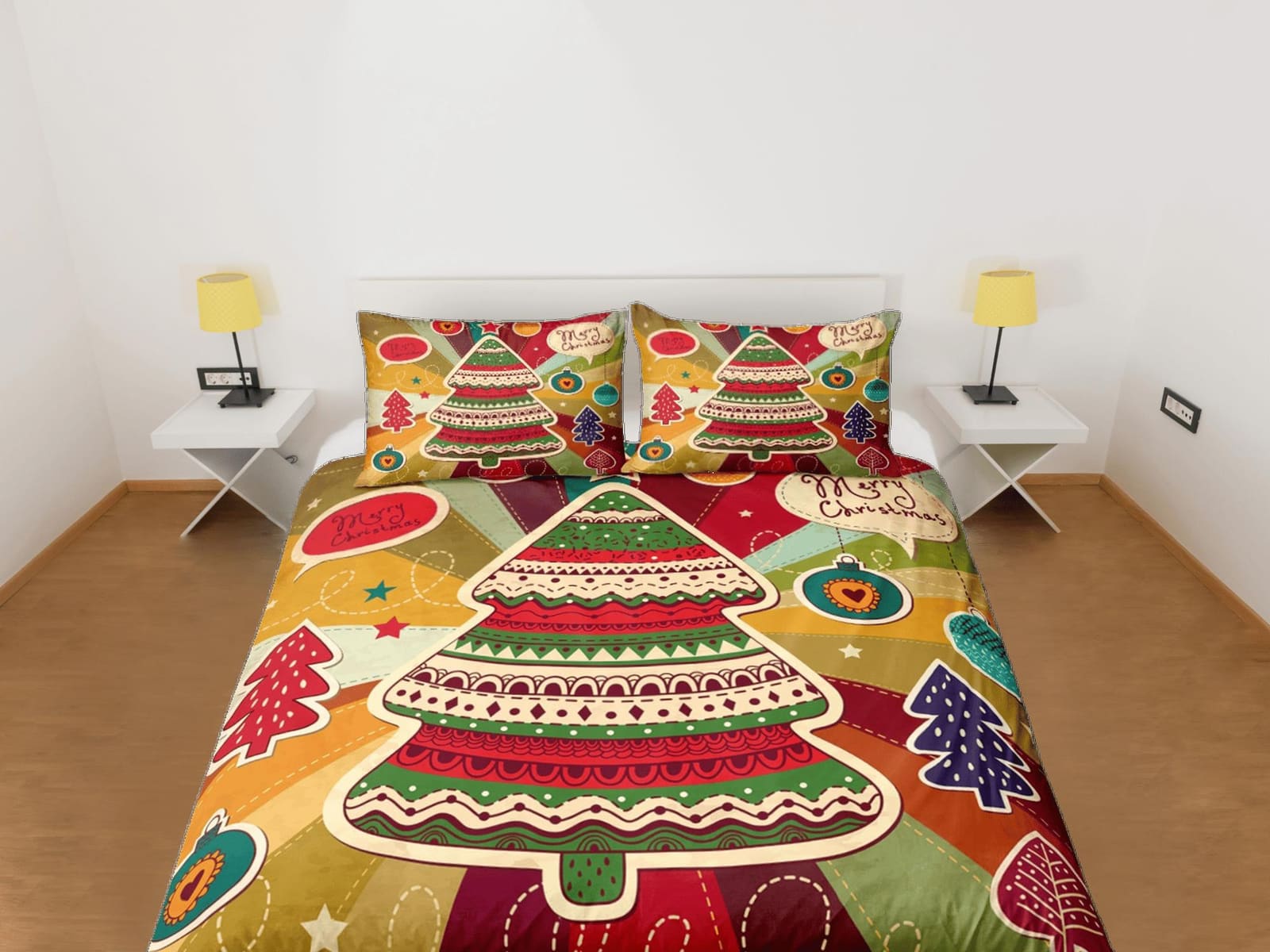 Christmas Duvet Cover Set with Pillows Christmas Tree Dorm Bedding Comforter Cover Christmas Gift