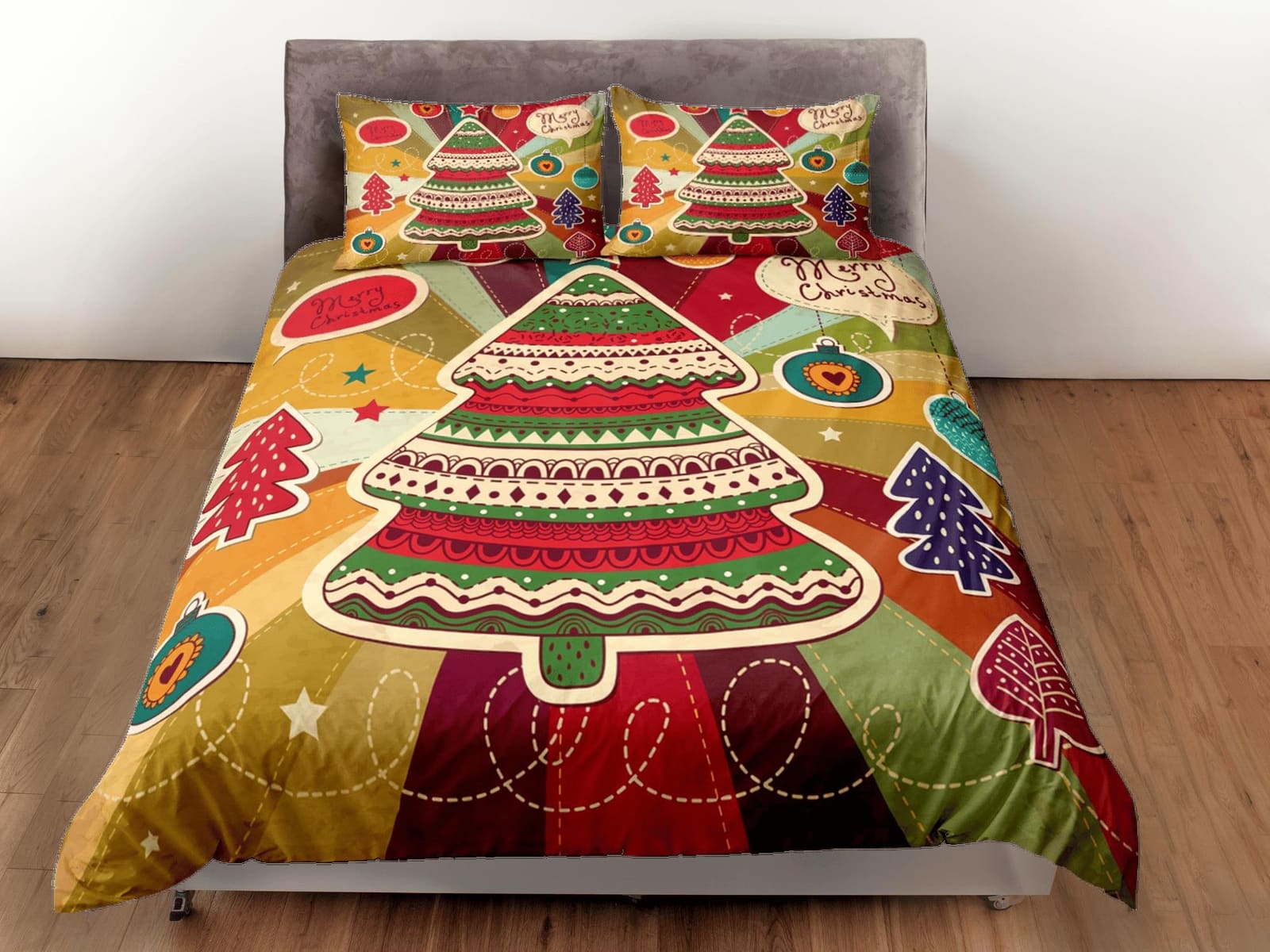 Christmas Duvet Cover Set with Pillows Christmas Tree Dorm Bedding Comforter Cover Christmas Gift