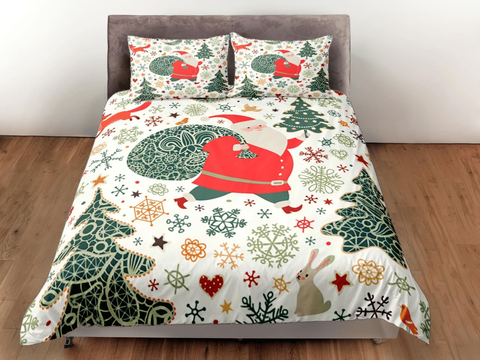 Christmas Duvet Cover Set with Pillows Christmas Tree Dorm Bedding Comforter Cover Christmas Gift