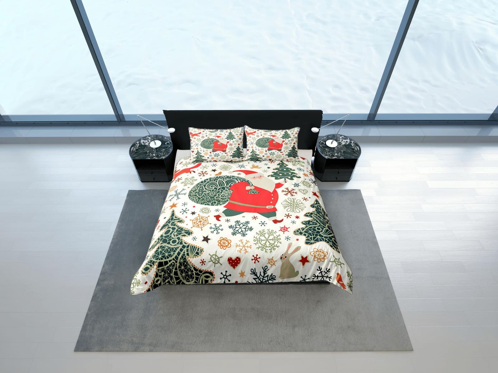 Christmas Duvet Cover Set with Pillows Christmas Tree Dorm Bedding Comforter Cover Christmas Gift