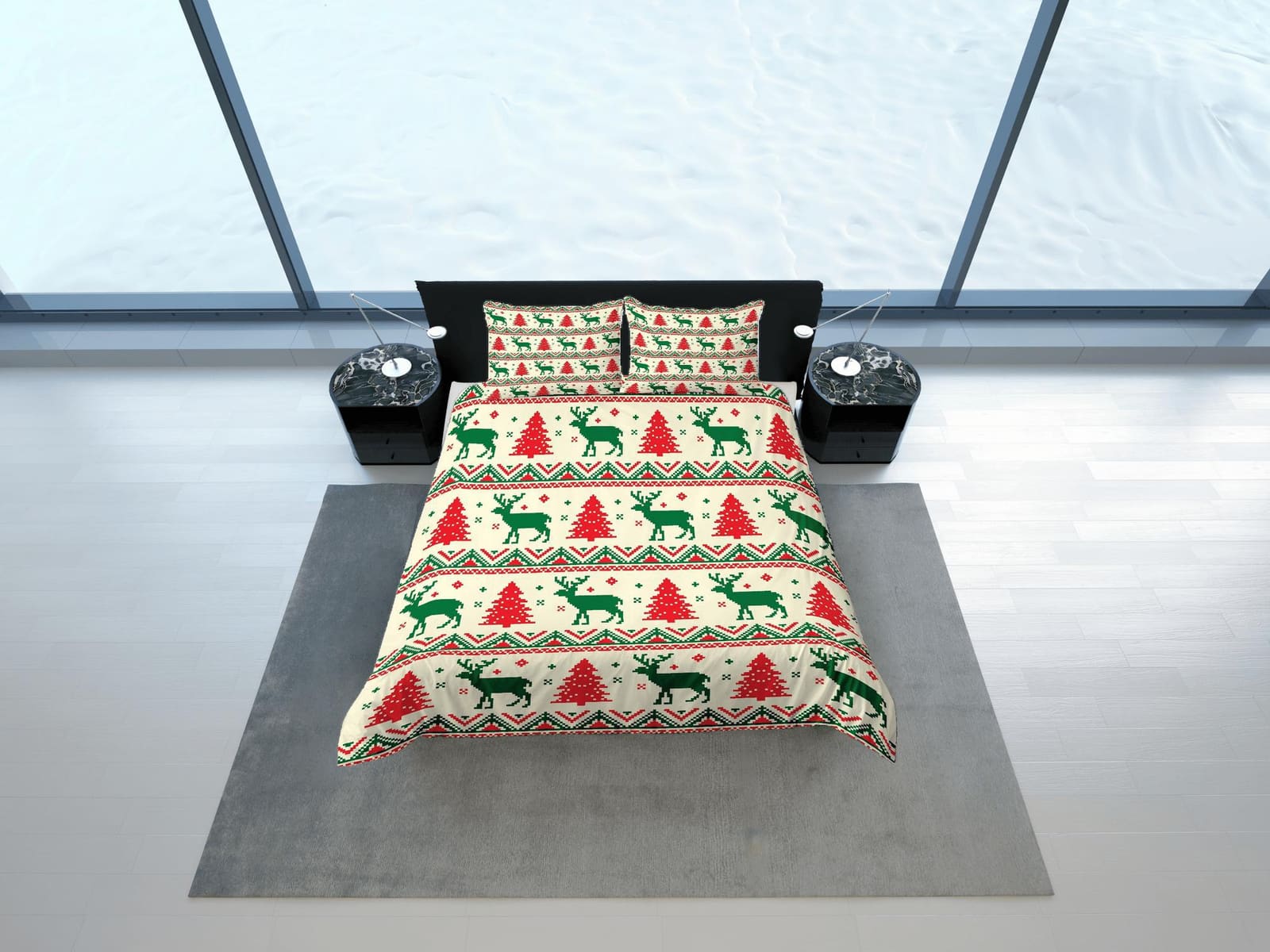 Christmas Duvet Cover Set with Pillows Christmas Tree Dorm Bedding Comforter Cover Christmas Gift