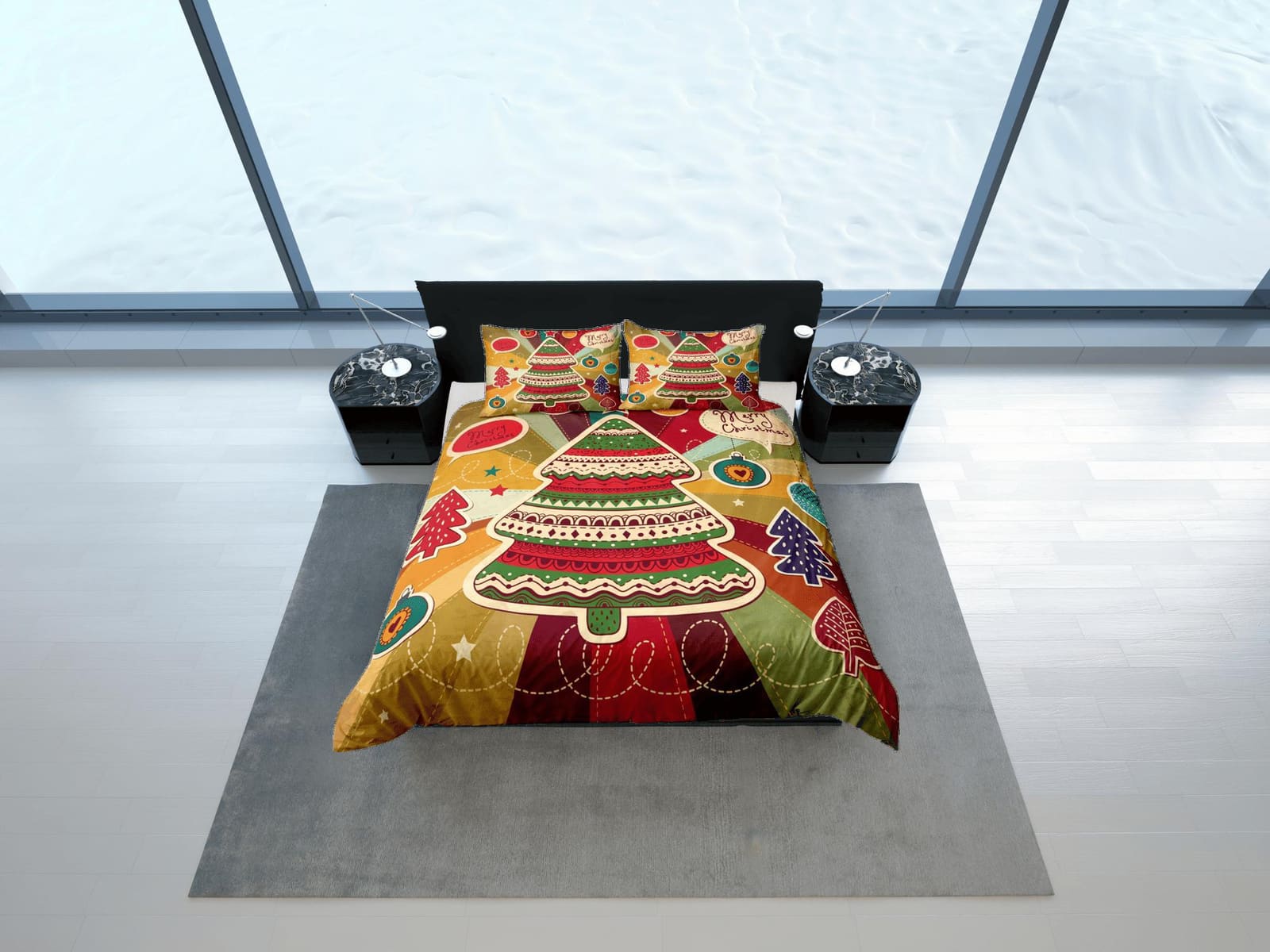 Christmas Duvet Cover Set with Pillows Christmas Tree Dorm Bedding Comforter Cover Christmas Gift
